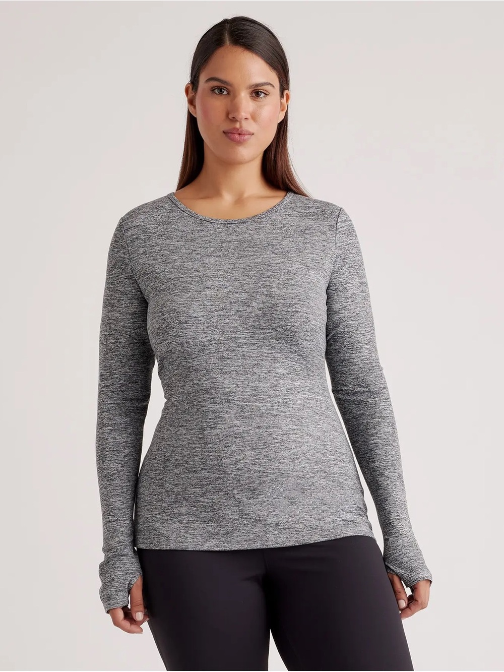 Quince Ultra Soft Women’s Fitted Long-Sleeve Heathered Grey Top - Medium
